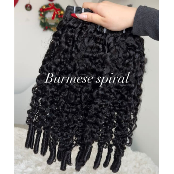 Cambodian Raw Hair Burmese Spiral Bundle With a Coils at the End